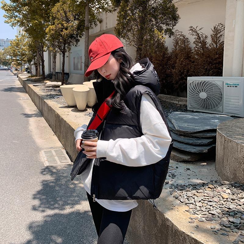 Cotton vest women's short hooded winter new loose small vest vest winter coat women