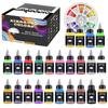SAGUDIO Airbrush Acrylfarbe Set 24 * 30ml (1 Unze) Grundfarben mit Farbkreis - Airbrush-Farbset, bereit für die Airbrush-Malerei.