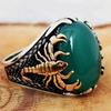 Handmade Turkish Jewelry Big Oval Natural Turquoise Stone Rings For Men Retro Green Red Blue Zircon Wedding Rings For Women