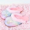 Girls' Rainbow Crystal Toe Furry Slippers - Autumn/Winter Warm Cotton Home Shoes