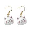 1 Pair Women Earrings Lightweight Flocking Cat Design Drop Earrings Three-dimensional Hook Earrings Jewelry Gift