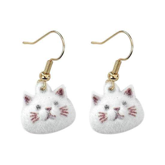 1 Pair Women Earrings Lightweight Flocking Cat Design Drop Earrings