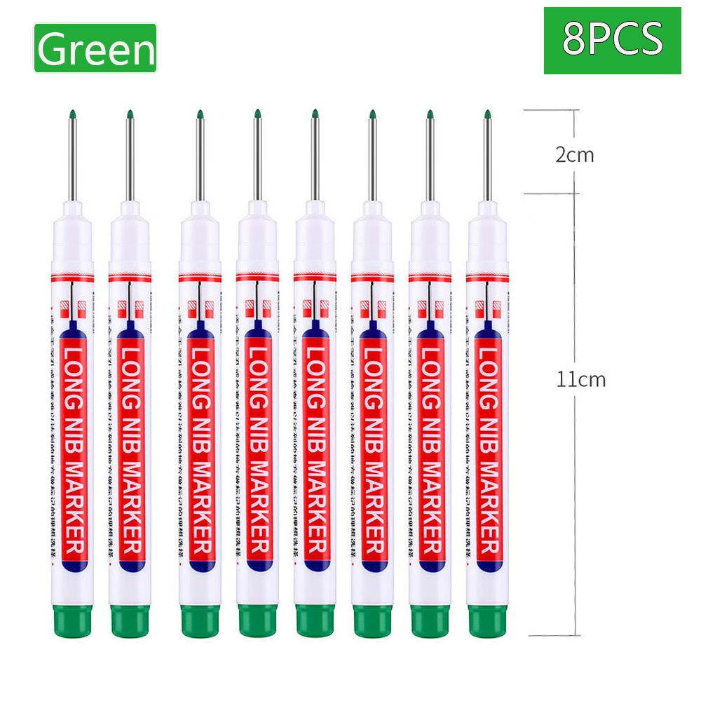 1/2/4/6/8Pcs Long Head Markers Pen Bathroom Woodworking Decoration Multi-purpose Deep Hole Marker Pens Red/Black/Blue/Green Ink