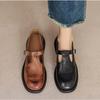 Scarpe Mary Jane da Donna con Cinturino a T Brogue Pelle Vintage Suola Spessa Comode Calzature Piatte Casual