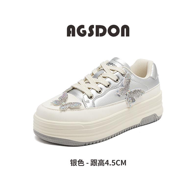 Augustine Platform White Shoes Women's 2025 New Autumn Casual Muffin White Board Shoes with Skirt Sports Shoes