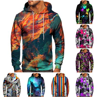 Erkek Bol Baskılı Kapşonlu Kazak Erkek Günlük Moda Spor Kazak