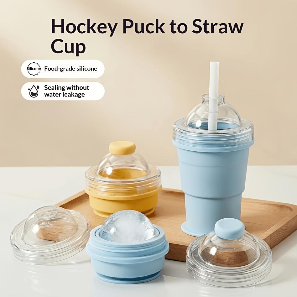 2-in-1 Portable Foldable Ice Hockey Cup, Creative Silicone Material, Whiskey Ice Cube Maker with Freezer Tray,  Summer Cup