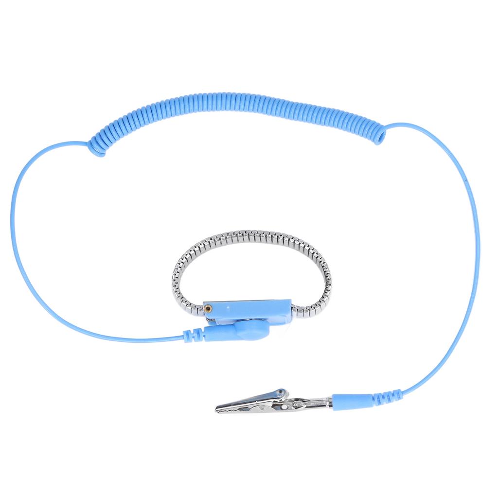 Anti Static Wrist Strap ESD Grounding Metal Wristband 1.8m Long Wire for Workshop Metal Colour