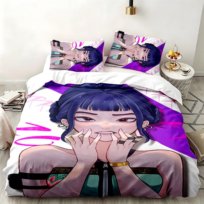 Kpop şeytan avcıları 3 parçalı set Yatak odası kullanımı için mükemmel Rahat nevresim takımı bir yorgan kılıfı ve iki yastık kılıfı içerir İdeal doğum günü veya Noel hediyesi