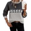 Women's Casual Round Neck Colorblock Pullover Sweater Geometric Long Sleeve Contrast Color Top