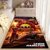 Sports Area Rug, Lewis Hamilton Ferrari F1 Yellow Helmet Desert Poster, Fan Cave Decor, Non-Slip Mat