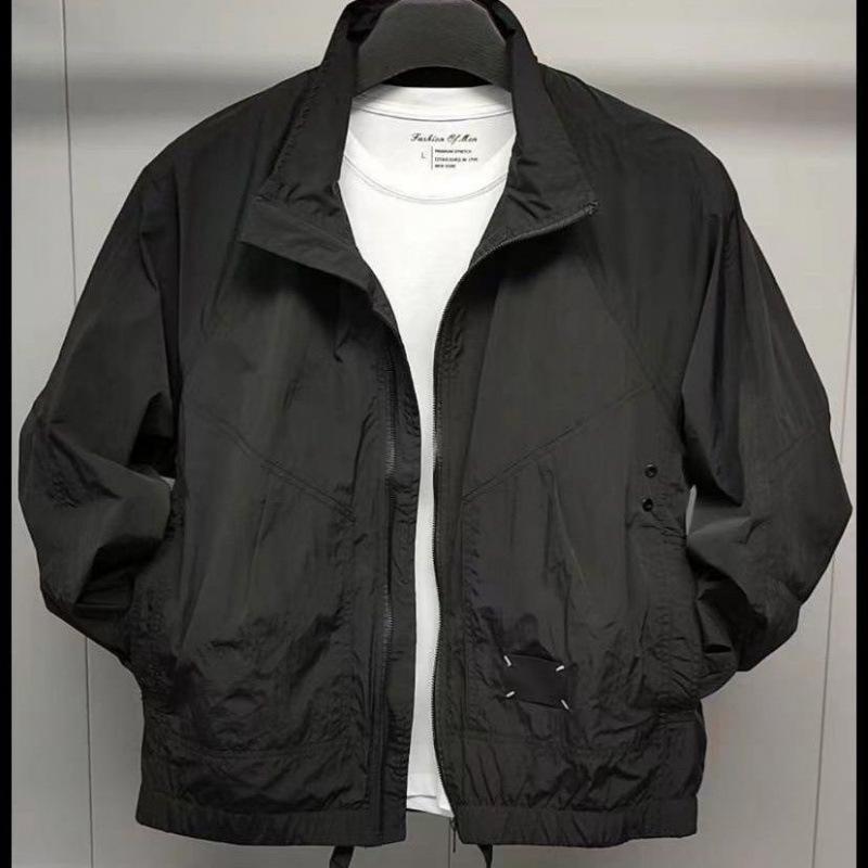 

Men s Hong Kong Style Casual Sun Protection Jacket - Spring/Summer, Stand Collar, Versatile, Loose Fit L 55-65 kg чорний