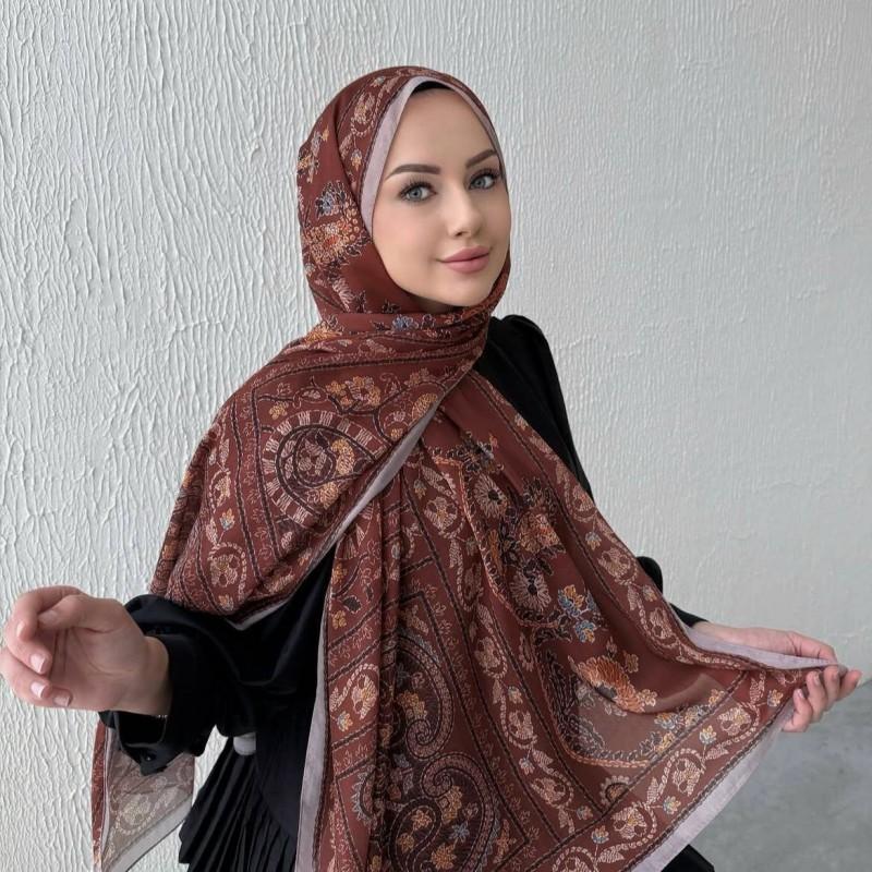 Chiffon Printed Scarf Women Lightweight Wrap Shawl Boho Style Headwrap 170x70cm
