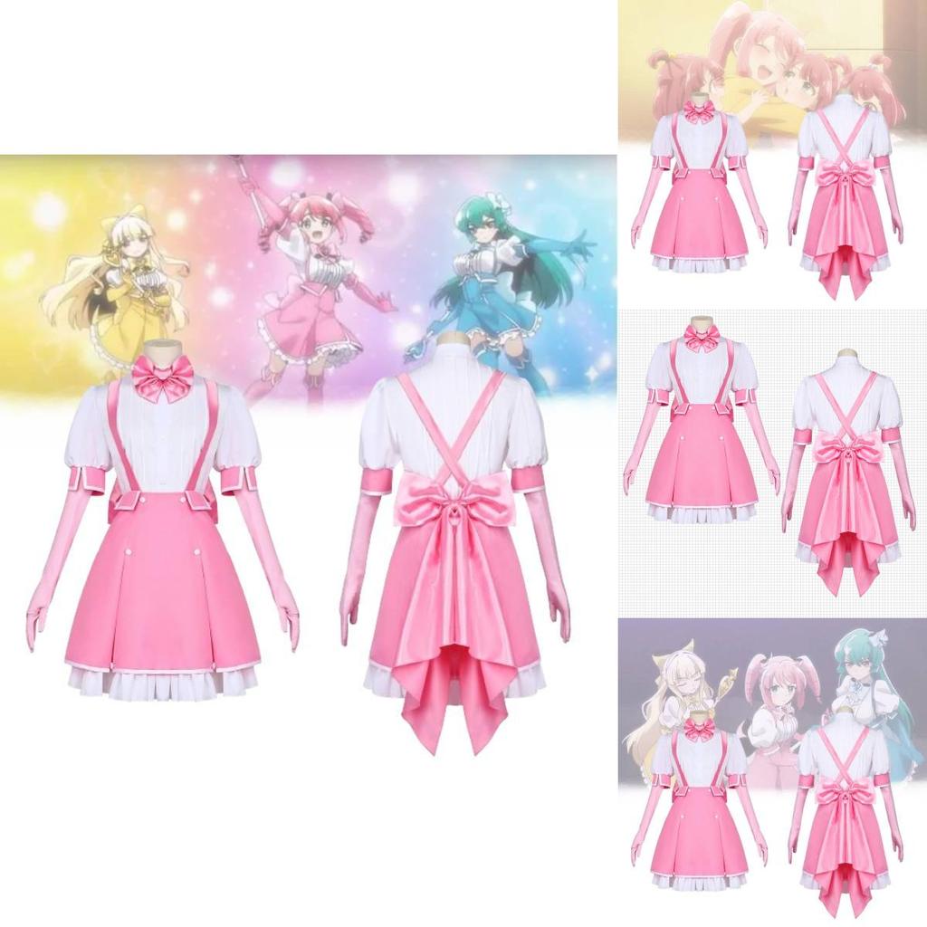 Enchanting Pink Cosplay Costume For Women Polyester Blend Magical Set