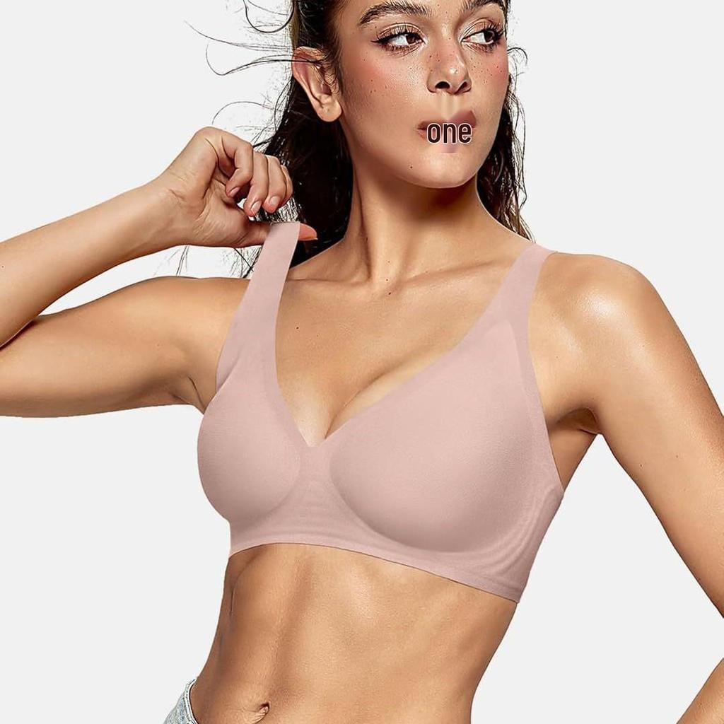 OEAK Damski Bezfiszbinowy Biustonosz T-shirtowy Push-Up z Głębokim Dekoltem V