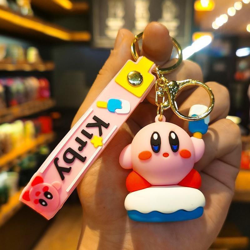 New Creative Kirby Cartoon PVC Doll Keychain Pendant Couple Bag Pendant Kirby Food Three-dimensional Doll Car Keychain Pendant