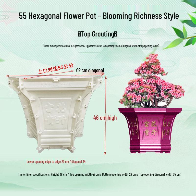 High-Leg Cement Flower Pot Mold - Six-Sided, Thick Plastic for Balcony Bonsai