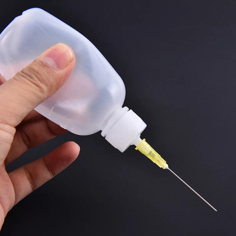 3pcs 50ml Transparent Polyethylene Needle Dispenser Bottle for Rosin Solder Flux Paste plus 3 Needles