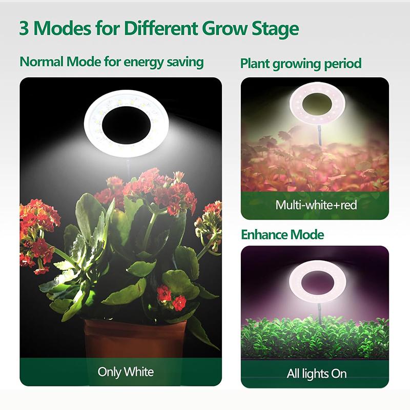 Lumină LED pentru creșterea plantelor, Spectru complet pentru plante de interior, Înălțime reglabilă, Temporizator automat, Tensiune joasă sigură 5V