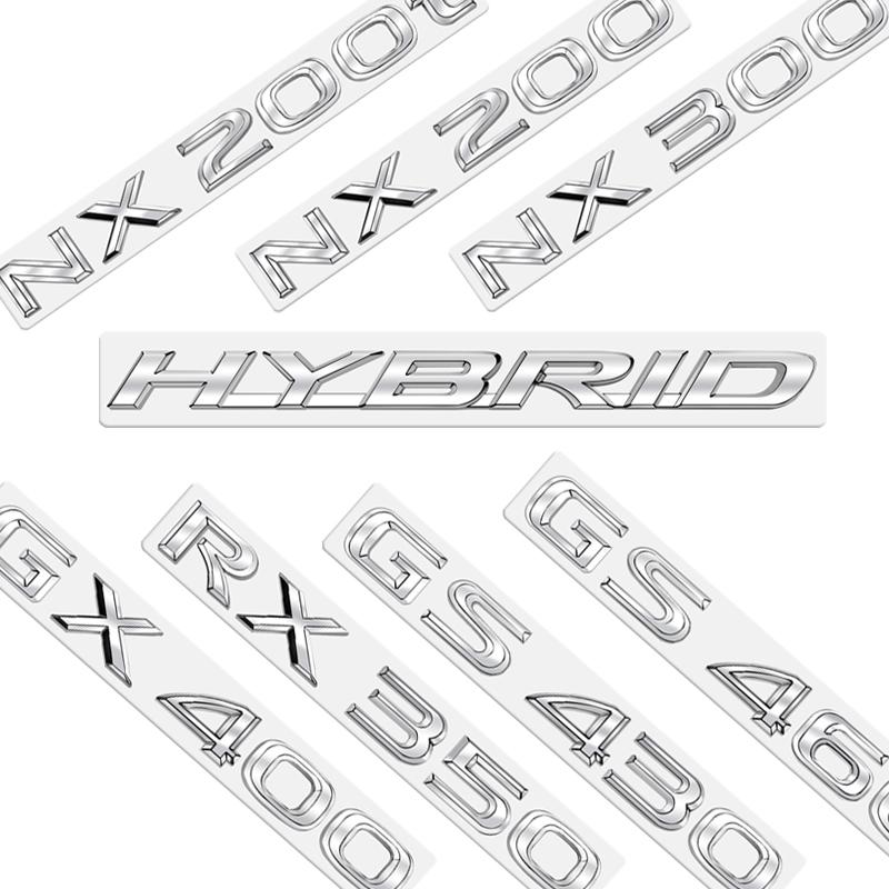 Metal Emblem Car Sticker Badge Decal Body Trunk Decor for Lexus Hybrid GS300 GS430 GS460 GX400 NX300 RX300 Chrome Silver