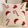 Embroidery Throw Pillow Cover Christmas Decoration Velvet Soft Christmas Tree Hat Cherry Winter Farmhouse Home Sofa Living Room