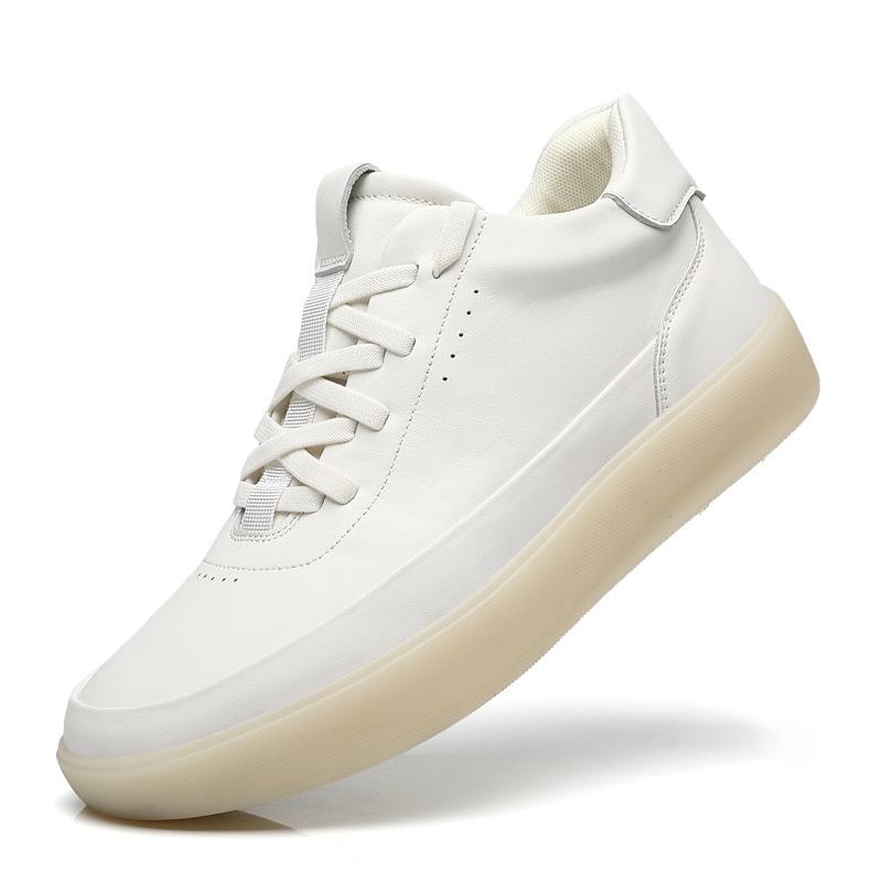 Men S Autumn Winter Genuine Top Layer Cowhide High-Top Skate Shoes, Light Luxury Thick Sole German Trainers, Versatile White Casual Sports Sneakers 38 белый
