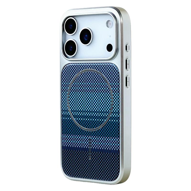 Carbon Fibre Texture MagSafe Bumper For iPhone 17 17pro max 16Pro 16 15 14 Plus Magnetic Wireless Charging Skin Feel Matte Cover