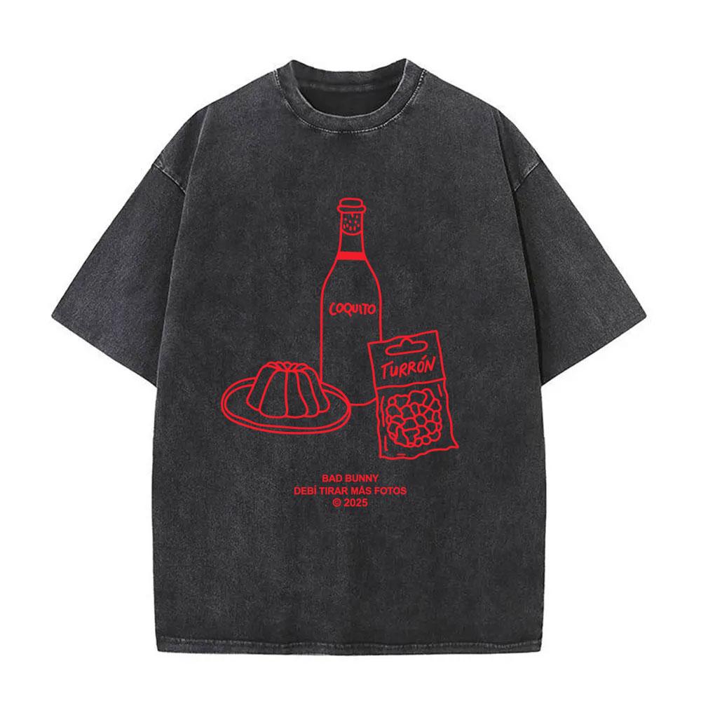 Heißer Verkauf Gewaschenes Vintage Rapper Bad Bunny T-Shirt Debi Tirar Mas Fotos DTMF Welttournee T-Shirt Herren Mode Hip Hop T-Shirts