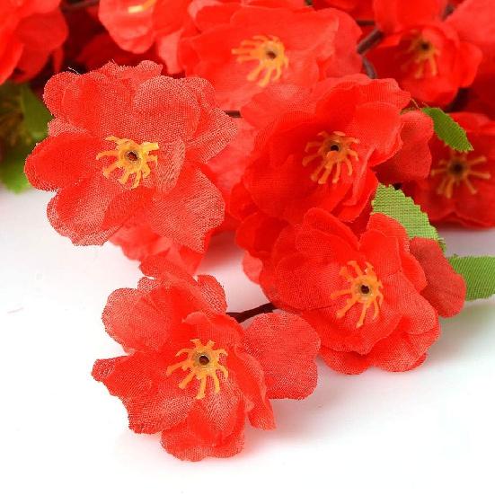 Callu 10Pcs Artificial Flowers Peach Blossom Simulation Peach Branches Flowers Silk Peach Flowers Bouquets Faux Spring Peach Fake Plants for Wedding