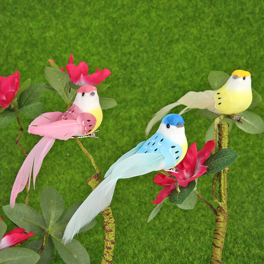 12pcs/set Artificial Foam Colorful Feather Bird Home Ornament Wedding Decoration