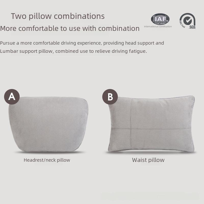 Auto-Kopfstütze, Nackenkissen, Taillenstütze, Sitzrückenpolster aus Wildleder für die Mercedes-Benz S-Klasse, All-in-One-Autokissen.