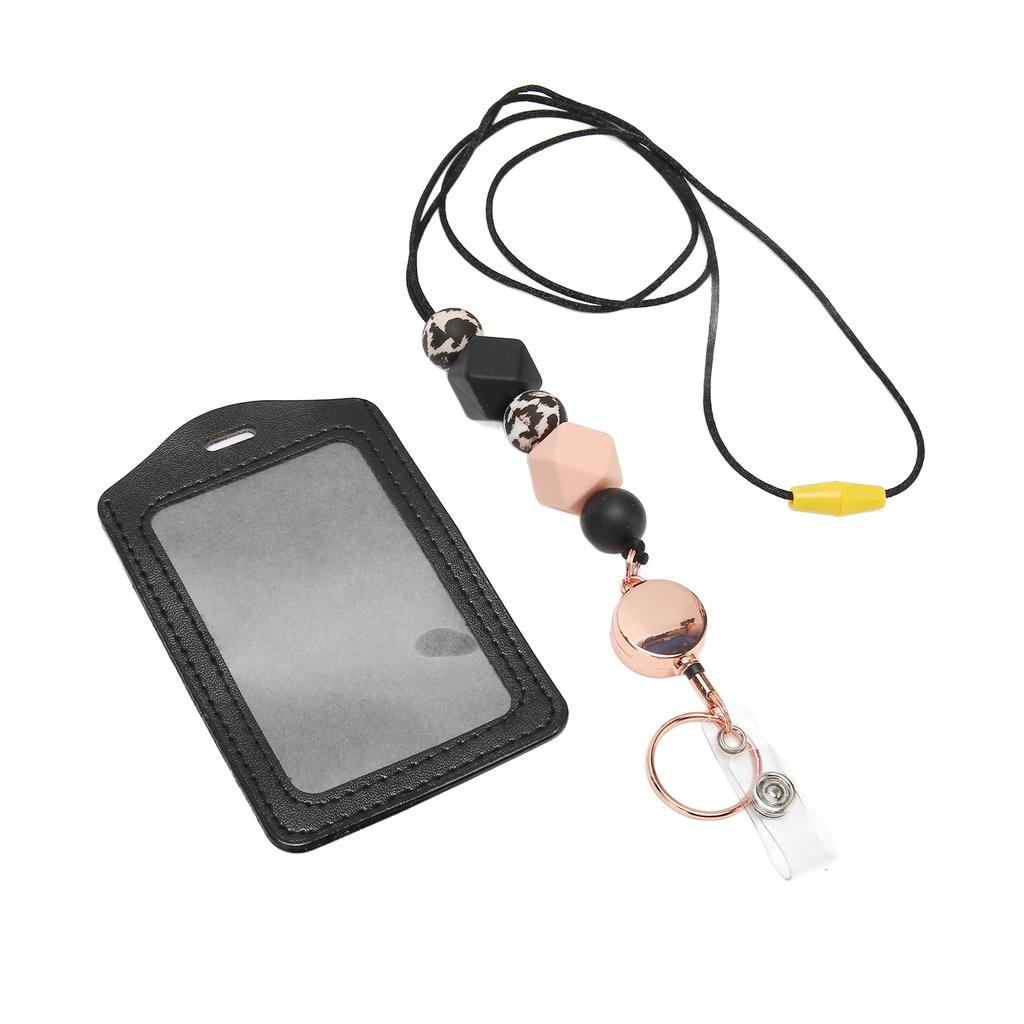 Silicone Retractable Bded Lanyard with Transparent ID Holder Multi Purpose Badge Holder for Students Worker
