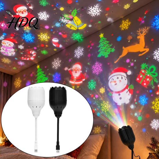 Ambient Night Lamp USB Christmas Snowflake Projector Light Flexible Gooseneck Projection Lamp Decorative LED for Bedroom Ceiling Decoration Pattern