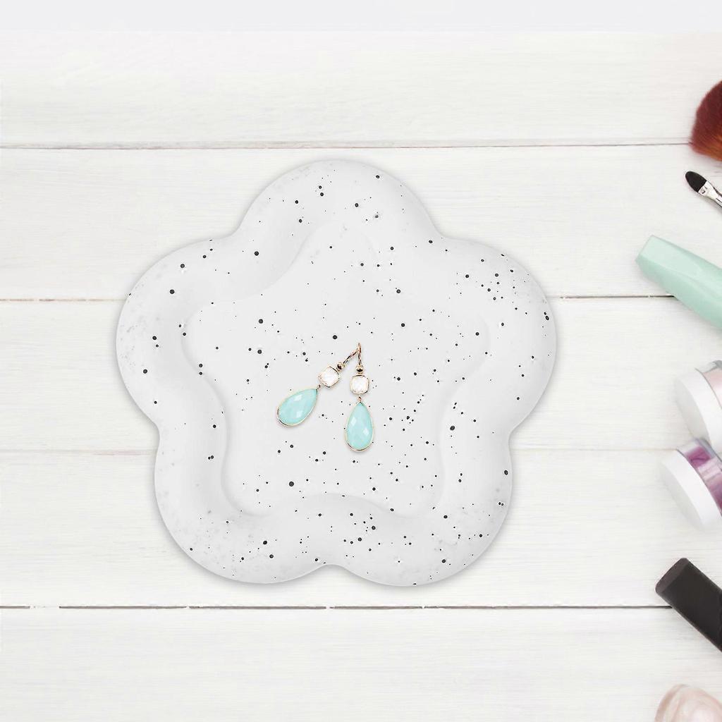 Decorative Ring Dish Flower Shape for Storage Use White Tray