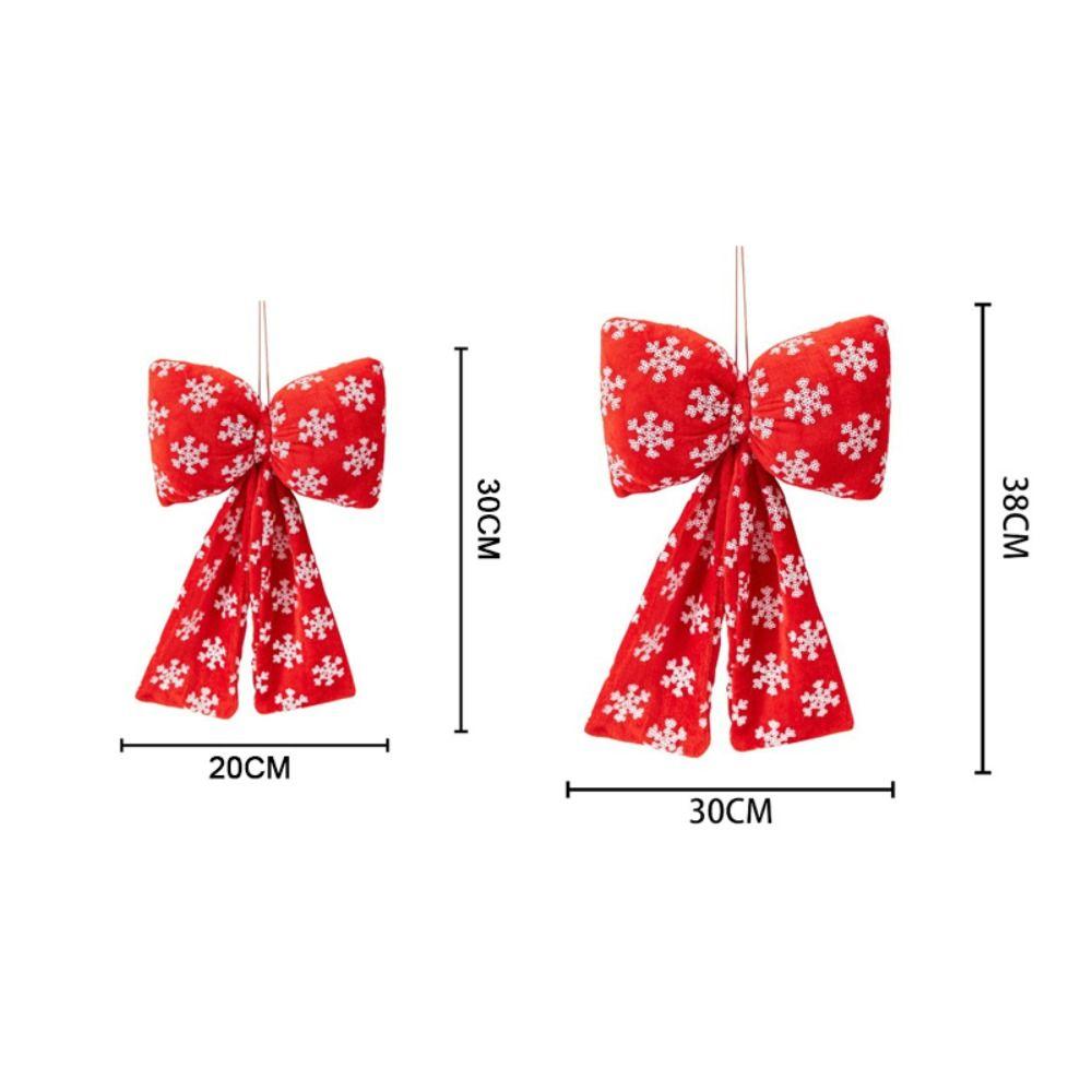 Vintage Fabric Christmas Bow Glittery Easy Hang Loop Christmas Tree Decoration DIY Durable Hanging Bow New Year