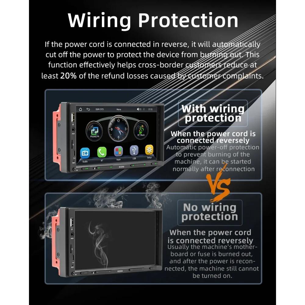 TOYOUSONIC 2 Din Autoradio Car Radio USB TF FM BT Type-C Carplay Android Auto Audio 7 Inch Touch Screen MP5 Multimedia Player