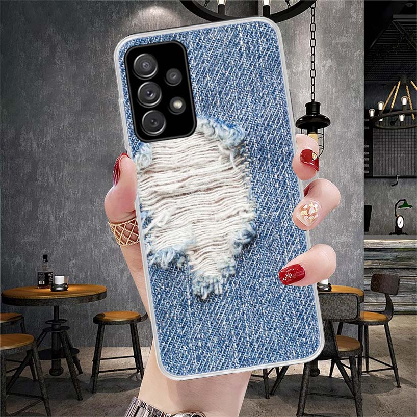 Jeans Cowboy Denim Printed Soft Phone Case For Samsung Galaxy A13 A14 A15 A16 A17 A53 A54 A55 A56 A57 A33 A34 A35 A36 A37 A23 A2