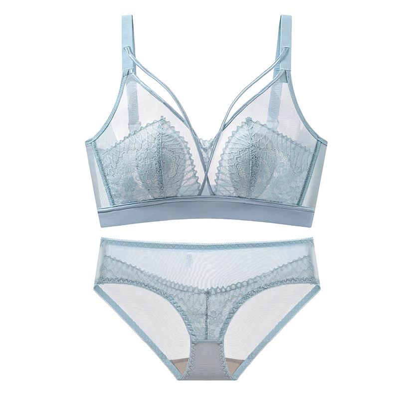Breathable Sexy Ultra-thin Seamless Lace Underwear Women's Breasts Small Steel-free Bras Gather and Shrink Bras To Prevent Sagging