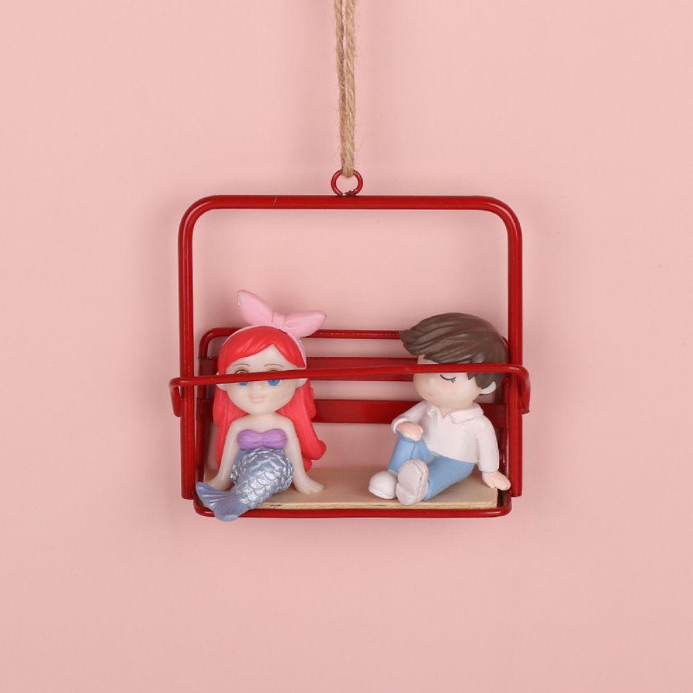 Red Green Dollhouse Chair-lift Decoration Christmas Hanging Pendant  Dollhouse Displays
