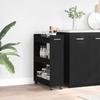 Black Oak Effect Cabinet with Wheels 60 X 22 X 79 Cm