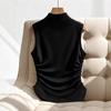 Simple Sleeveless Metal Ring Solid Color Thin Shirt Top Women
