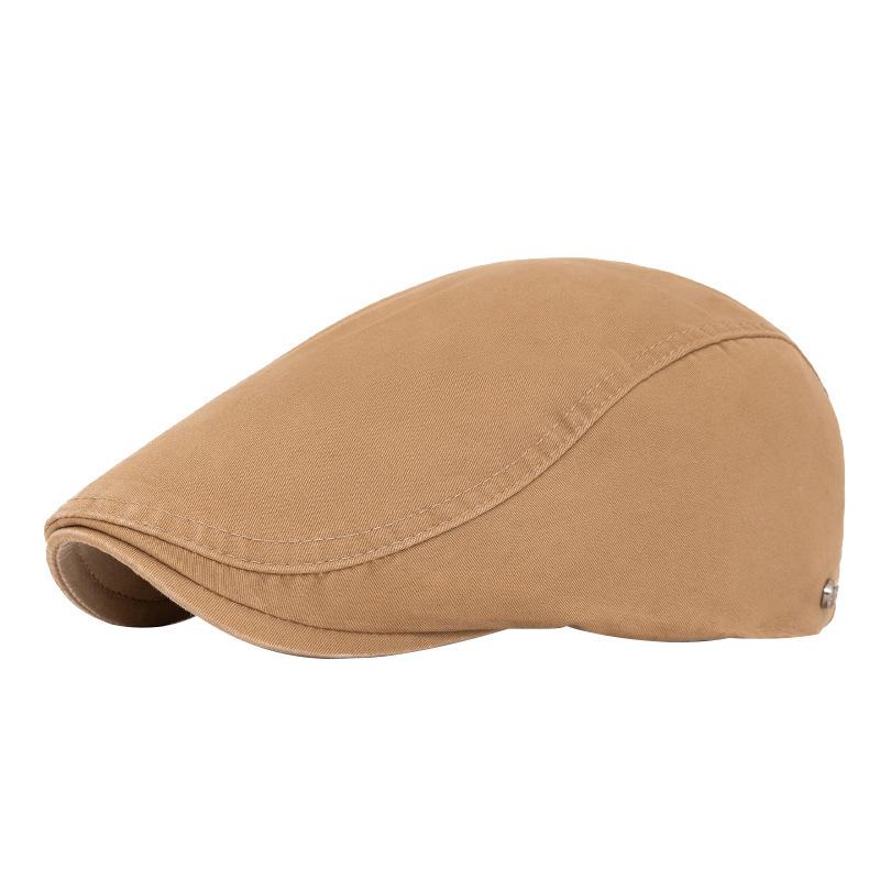 Men's Beret Forward Hat Solid Color Outdoor Visor Hat British Vintage Newsboy Hat Peaked Cap
