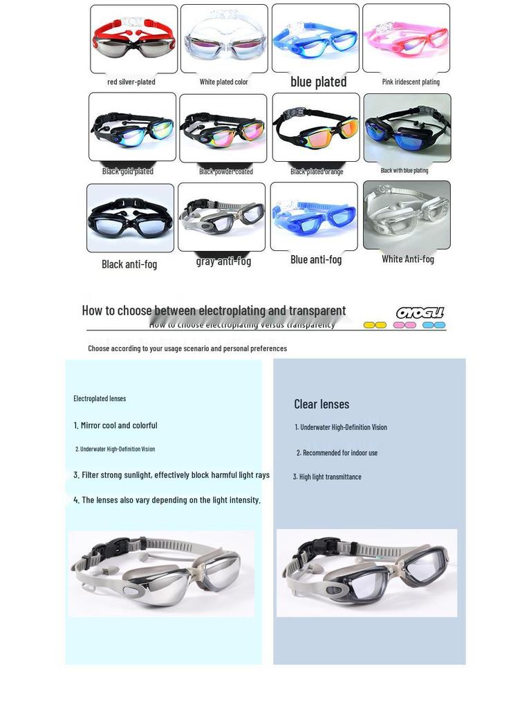 High-Definition Waterproof Anti-Fog Adult Swimming and Diving Goggles