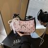 Premium light luxury shoulder bag summer new pink cute bow small square bag versatile crescent armpit bag women