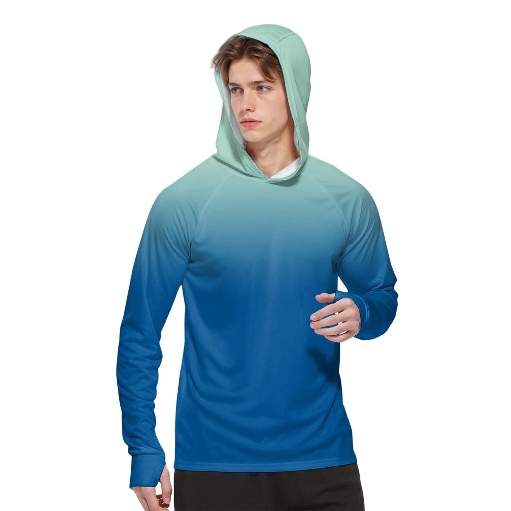 Menns Mote Trykket Langermet Skjorte SPF/UV Hettegenser