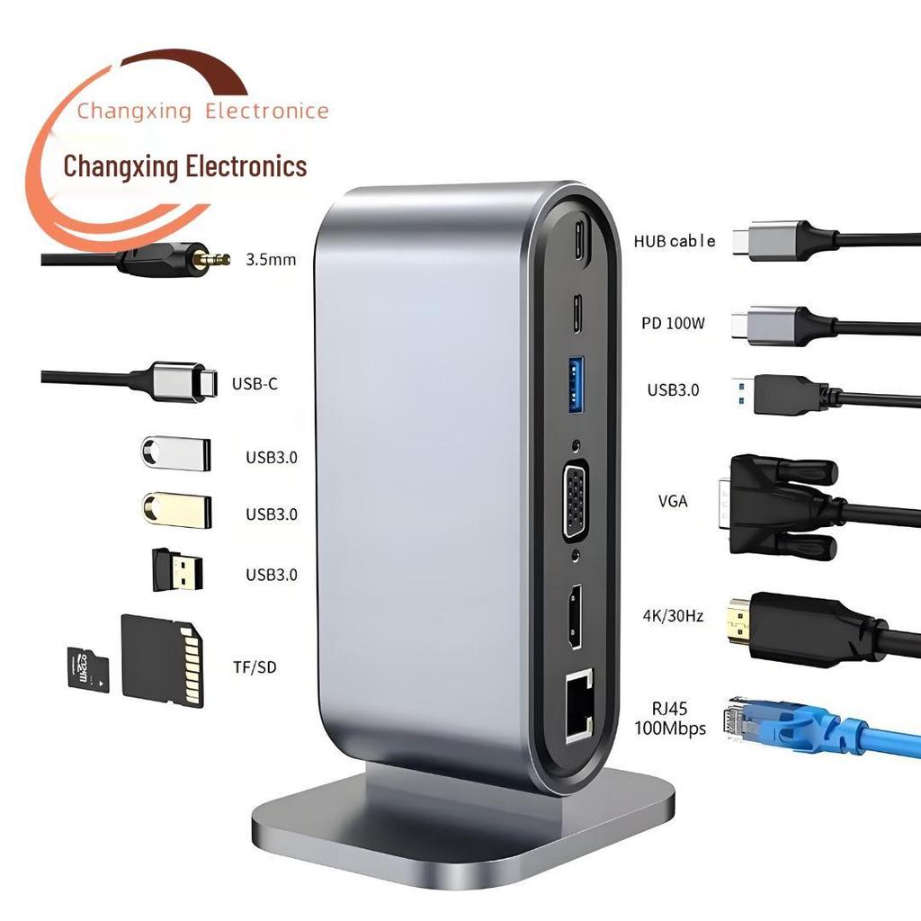 8-in-1 Type-C Hub: Multifunctional Card Reader & USB Network Expansion Dock