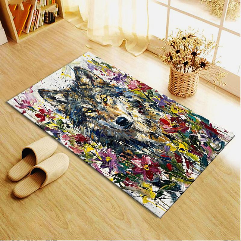 2025 Neuer Wolf Abstrakt Teppich Läufer für Wohnzimmer Schlafzimmer Zuhause Sofa Dekoration, Kinder Spiel Rutschfeste Fußmatte144