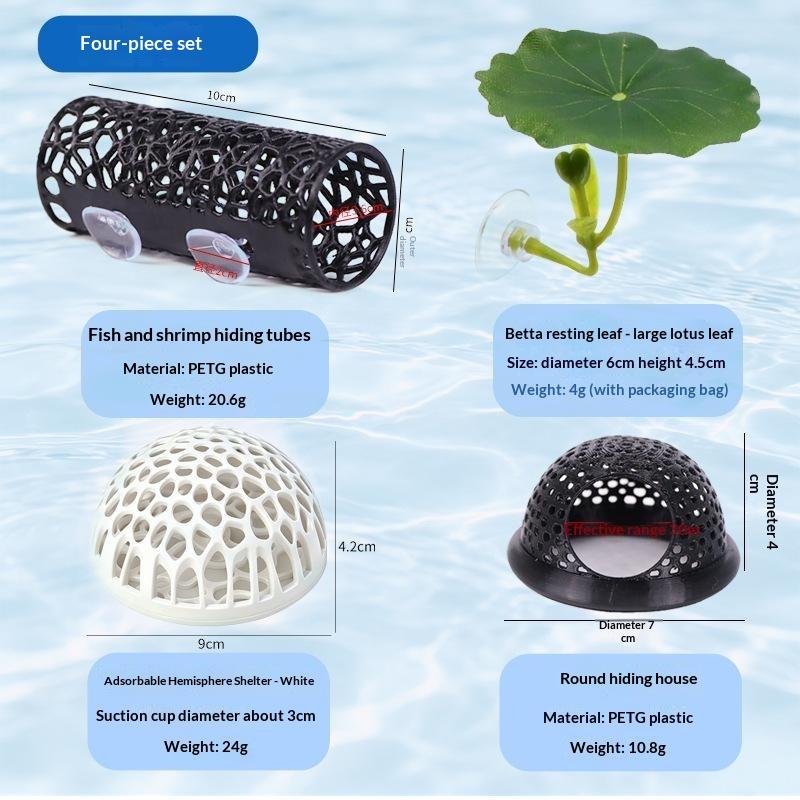 3D Printed Betta Fish Resting Cave Smooth Safe Edges 1/3/4 Pcs Hollow Breathable Ornament for Aquarium Landscaping