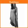 Stylish Punk Women's Plus Size Lace Up Dip Hem Tunic Hoodie Long Sweatershirts Dress Top For Every Occasion