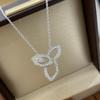 Lily Marquise 925 Silver Necklace with 5A High Carbon Diamond Clover Pendant - Elegant Light Luxury Clavicle Chain for Women